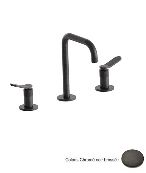 Mélangeur lavabo 3 trous EAST SIDE - ES20575 Chromé noir brossé